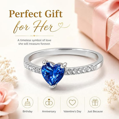 Crytal Blue Heart Ring For Women