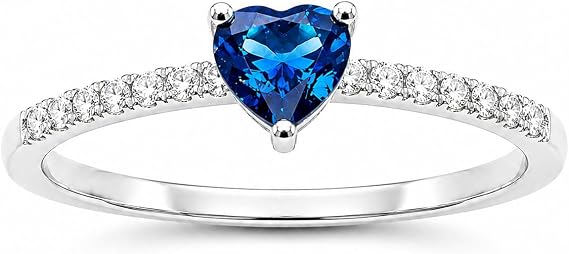 Crytal Blue Heart Ring For Women