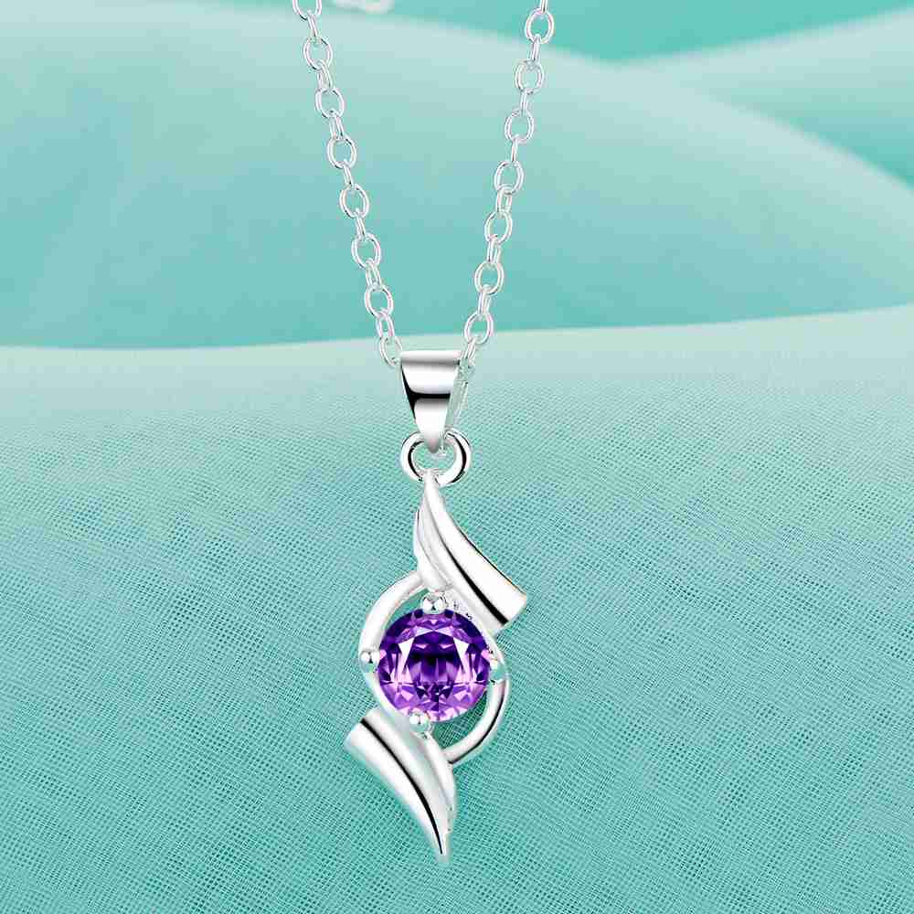 Purple Blue Silver Necklace