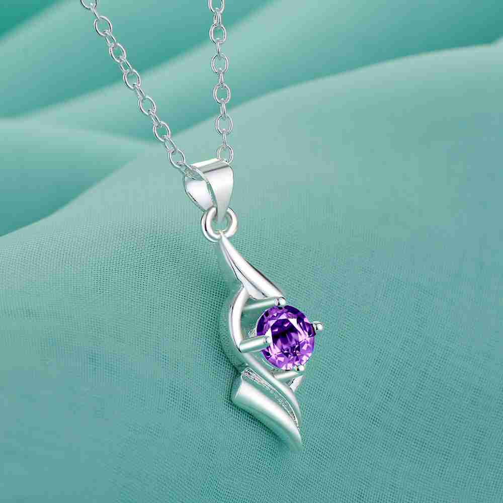 Purple Blue Silver Necklace