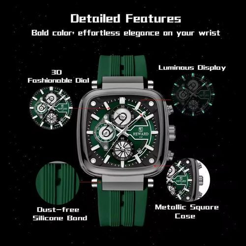 Reward Green VIP Square Sport Chronograph for Men